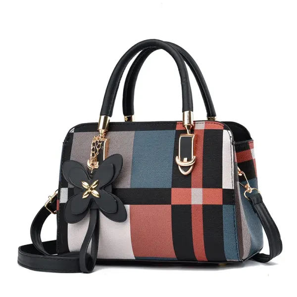 Classic Style Large Color Block PU Leather Women’s Box Bag With Zipper Closure