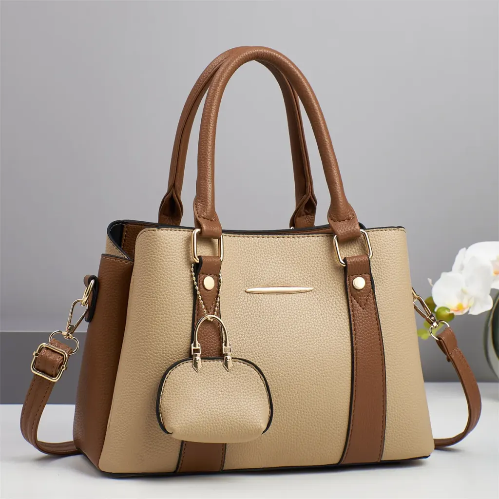 Color Block Square PU Leather Shoulder Bag For Women With Zipper Closure In Streetwear Style