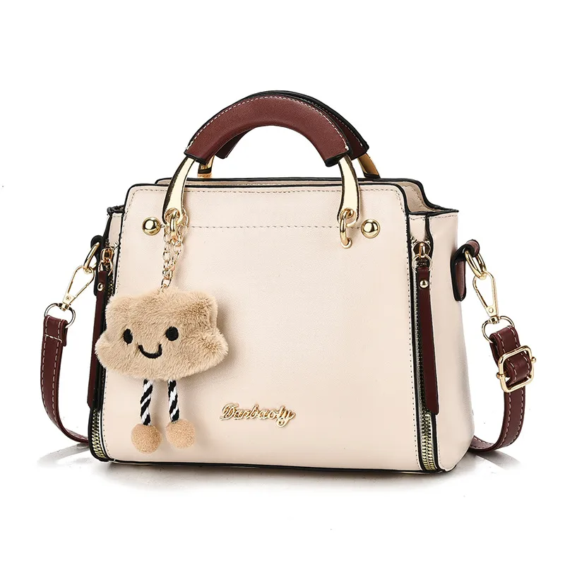 PU Leather Women’s Square Handbag In Color Block Style With Sewing Thread Accents, Featuring A Top Handle