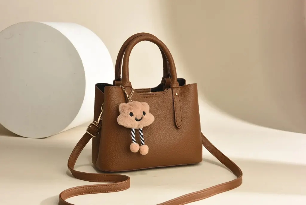 Women’s Square PU Leather Handbag With Sewing Thread Detail, Large Capacity, Single Shoulder Strap