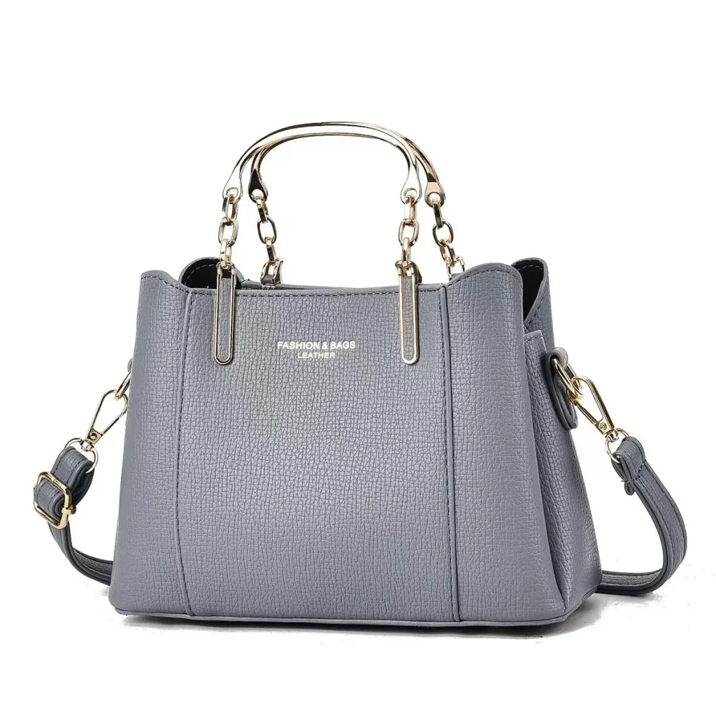Square PU Leather Shoulder Bag For Women In Solid Color With Sewing Thread Accent And Top Handle