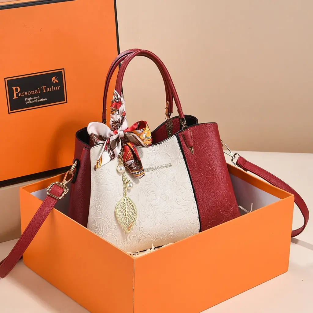Women’s Square PU Leather Tote Bag With Sewing Thread Detail, Featuring Top Handle