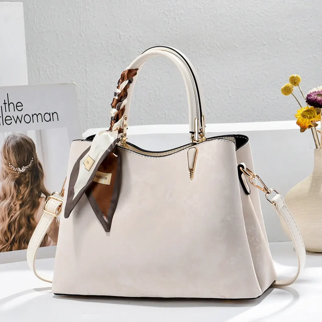 Ombre Square PU Leather Tote Bag For Women Featuring Sewing Thread Design