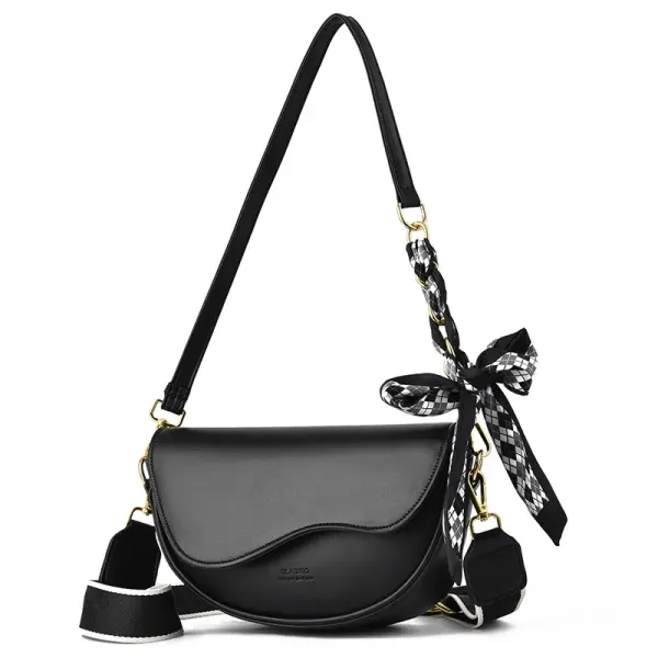 Elegant Small Solid Color PU Leather Women’s Shoulder Bag With Ribbon And Zipper Closure