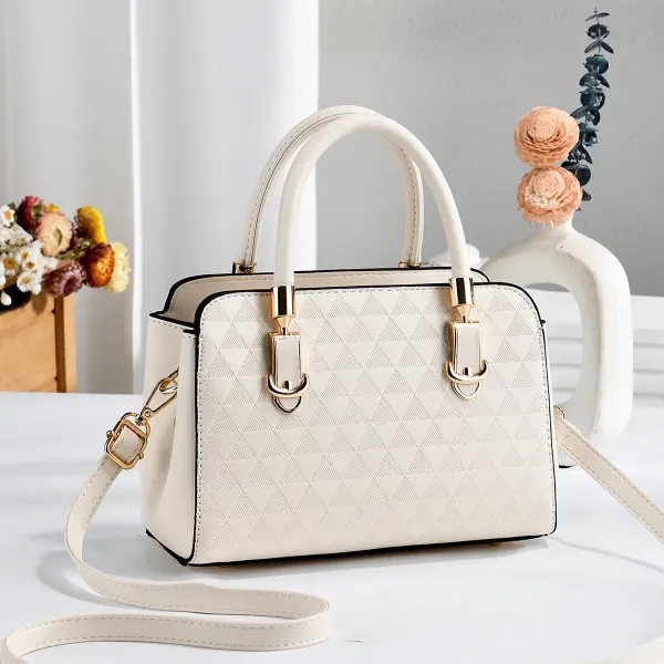 Square PU Leather Shoulder Bag For Women With Sewing Thread Detail, Single Shoulder Strap, Large Capacity
