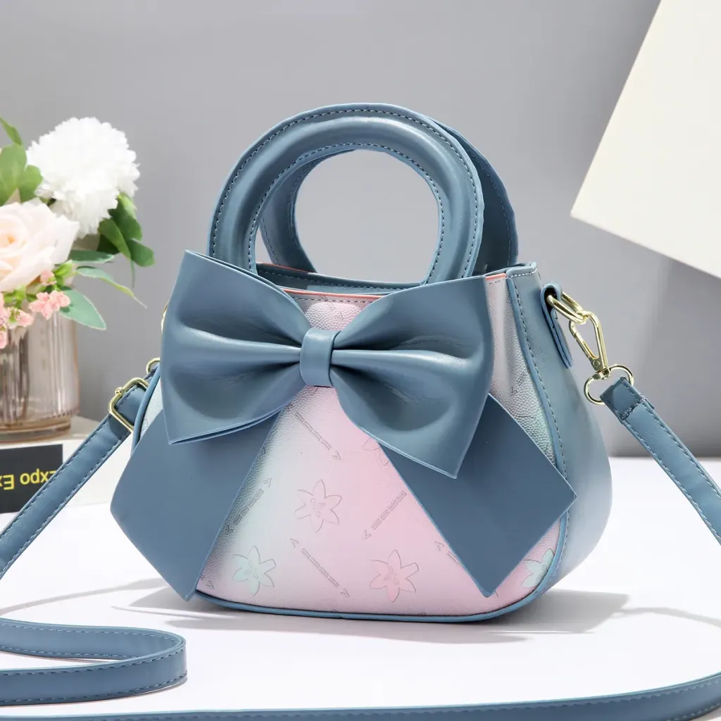 Stylish Women’s PU Leather Handbag Featuring A Square Bow Tie Design With Top Handle