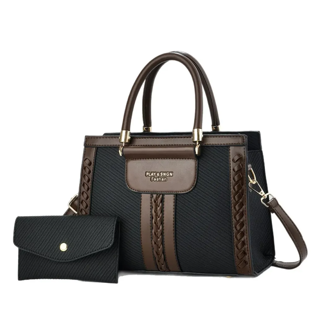 Color Block Square PU Leather Bag Set For Women With Single Shoulder Strap Featuring Large Capacity