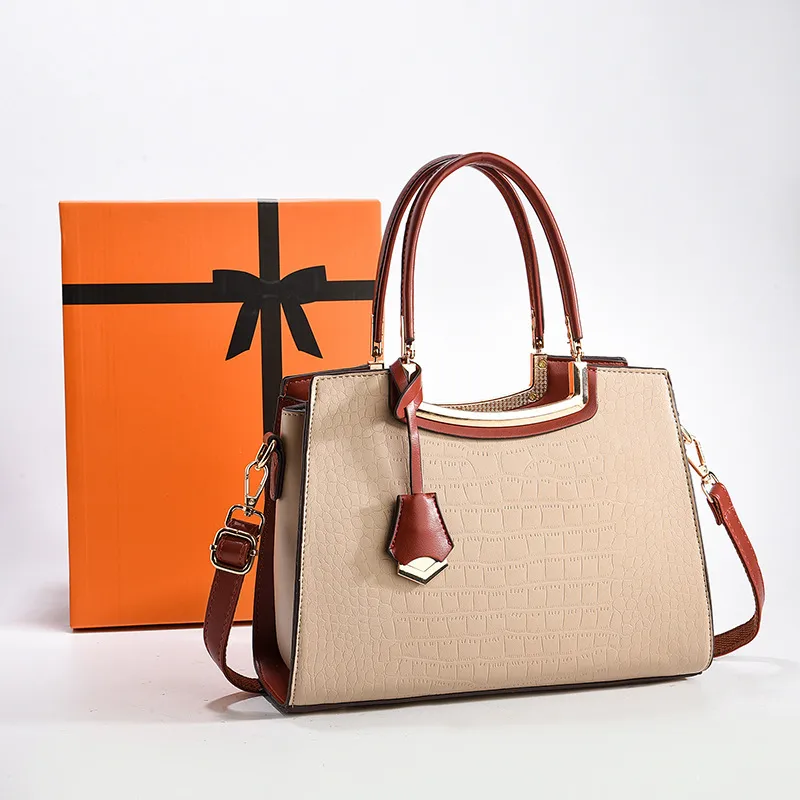 Medium Square PU Tote Bag For Women In Multicolor With Zipper Closure, Business Style Shoulder Bag