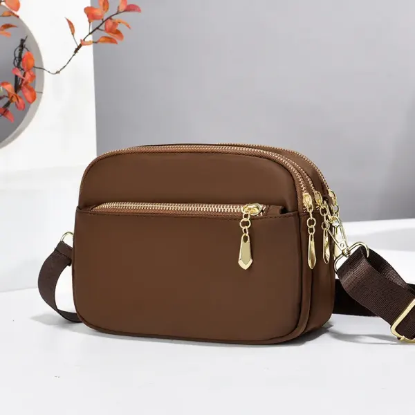 Square Canvas Crossbody Bag For Women In Solid Color Featuring Sewing Thread Detail And Single Shoulder Strap