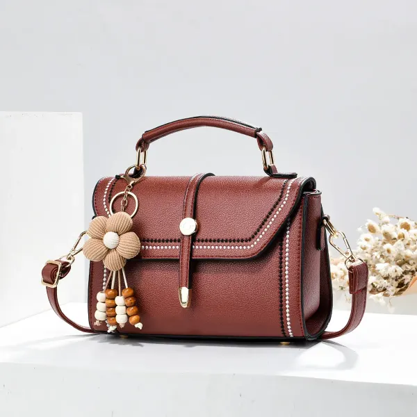 Women’s Square Bag In PU Leather Featuring Sewing Thread Design With Top Handle, Stylish Small Square Bag
