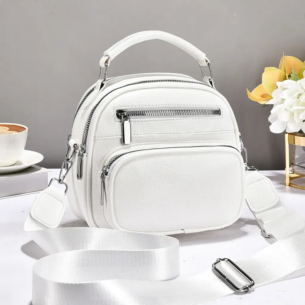 Oval PU Leather Shoulder Bag For Women With Sewing Thread Detail, Featuring Large Capacity And Single Shoulder Strap