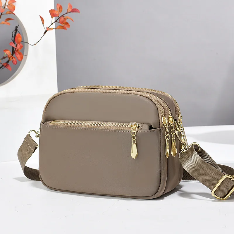 Square Canvas Crossbody Bag For Women In Solid Color Featuring Sewing Thread Detail And Single Shoulder Strap