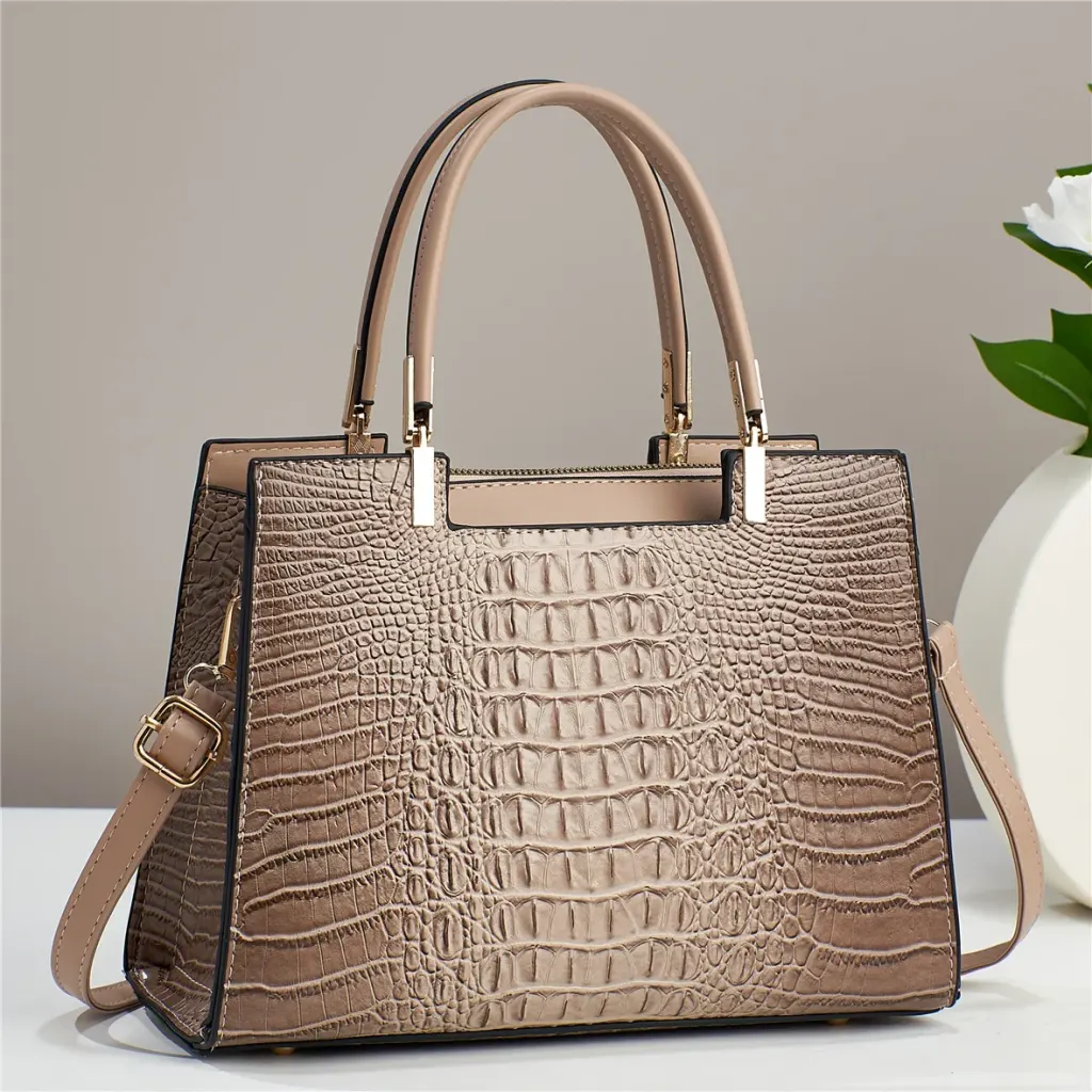 Elegant Large Solid Color PU Leather Women’s Handbag With Zipper Closure, Stylish Shoulder Bag