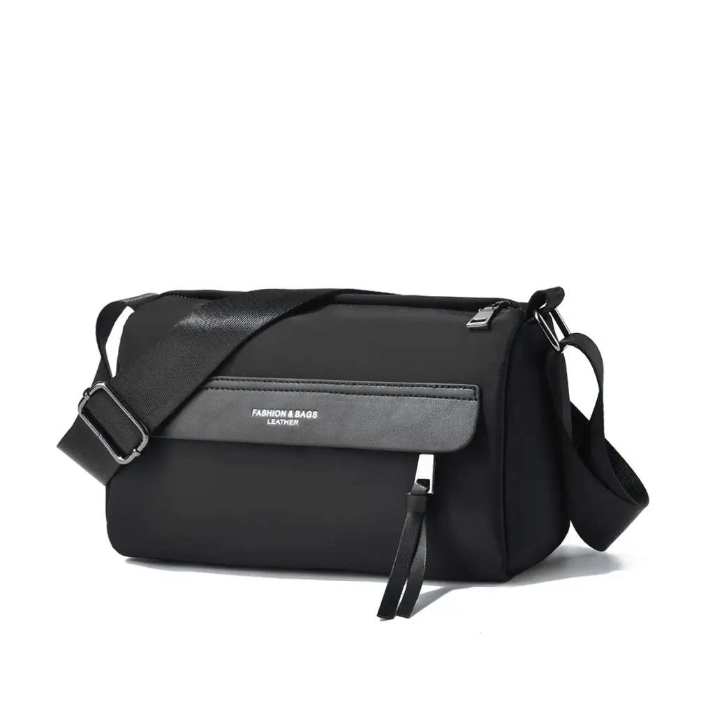 Splicing Cylindrical Crossbody Bag For Women In Oxford Cloth Featuring Sewing Thread With Single Shoulder Strap For Autumn