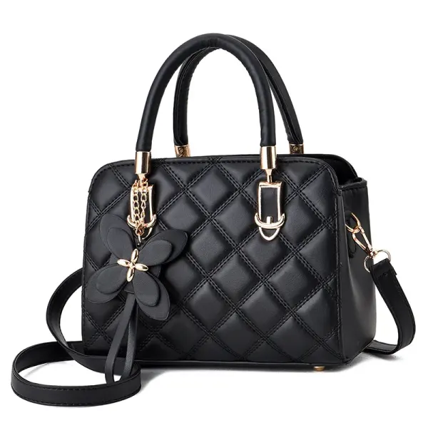 Solid Color Medium PU Leather Top Handle Bag For Women With Zipper Closure, Basic Style Shoulder Bag