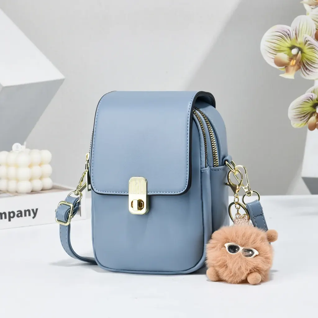 Solid Color Square PU Leather Crossbody Bag For Women With Sewing Thread Detail