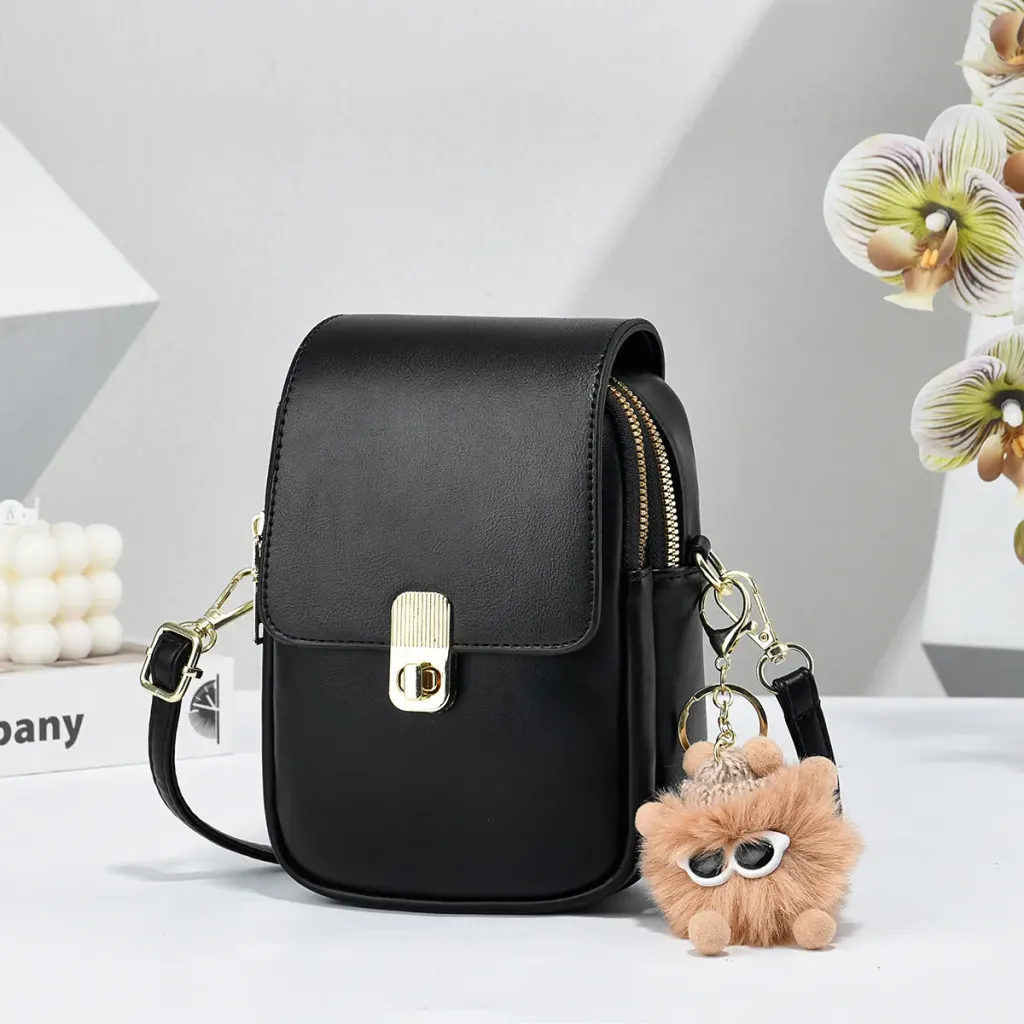 Solid Color Square PU Leather Crossbody Bag For Women With Sewing Thread Detail