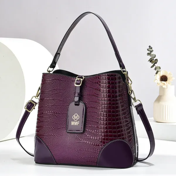 PU Crocodile Bucket Bag For Women With Single Shoulder Strap, Stylish And Durable