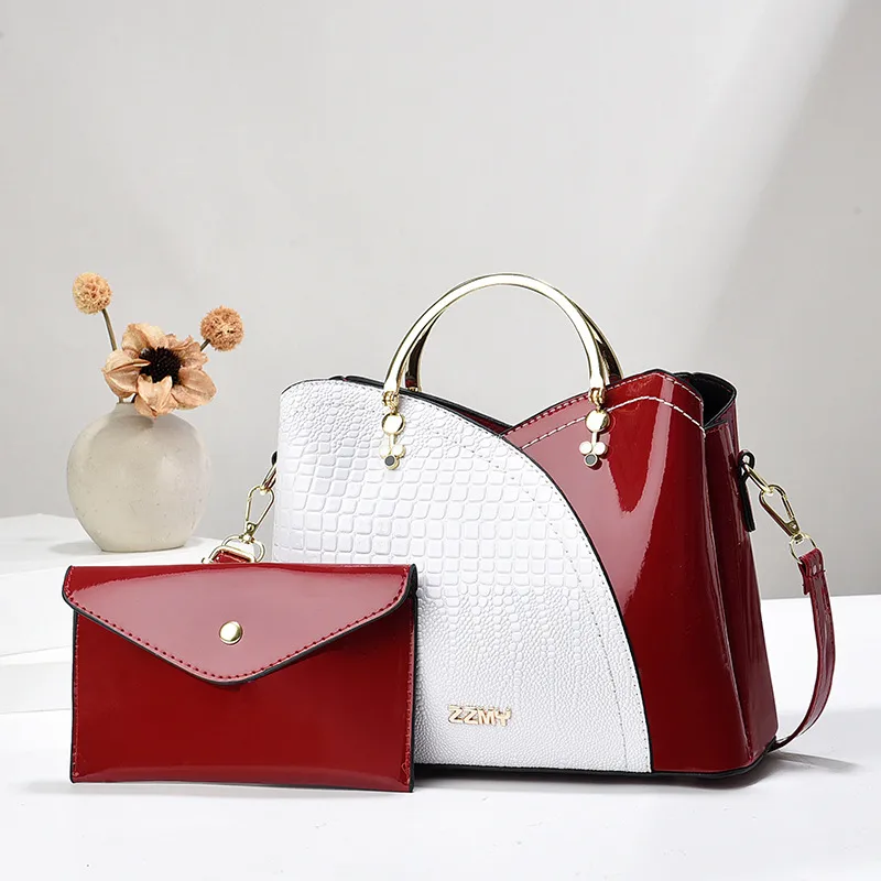 Square PU Leather Bag Set For Women Featuring Crocodile Pattern And Top Handle