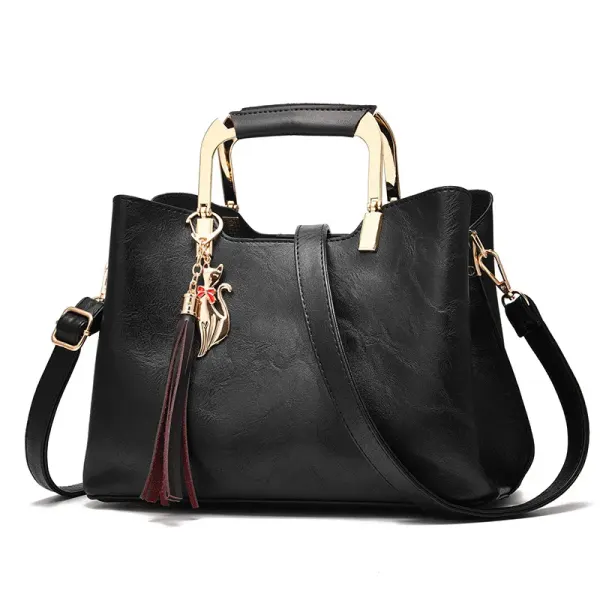 Large Solid Color Pu Leather Women’s Crossbody Shoulder Bag With Zipper Closure In Retro European And American Style