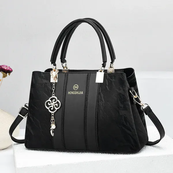 Women’s Square Splicing Handbag In PU Leather With Sewing Thread Detail, Top Handle Style For 2026 Spring And Summer