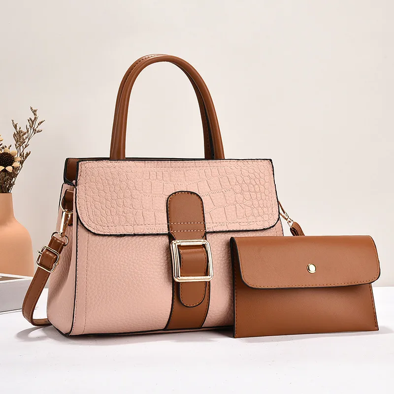 Multicolor Color Block Square PU Leather Bag Set For Women With Single Shoulder Strap