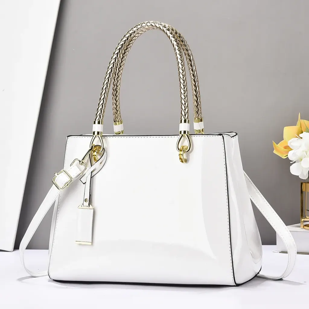 Square PU Leather Shoulder Bag With Sewing Thread Detail, Large Capacity, Single Shoulder Strap