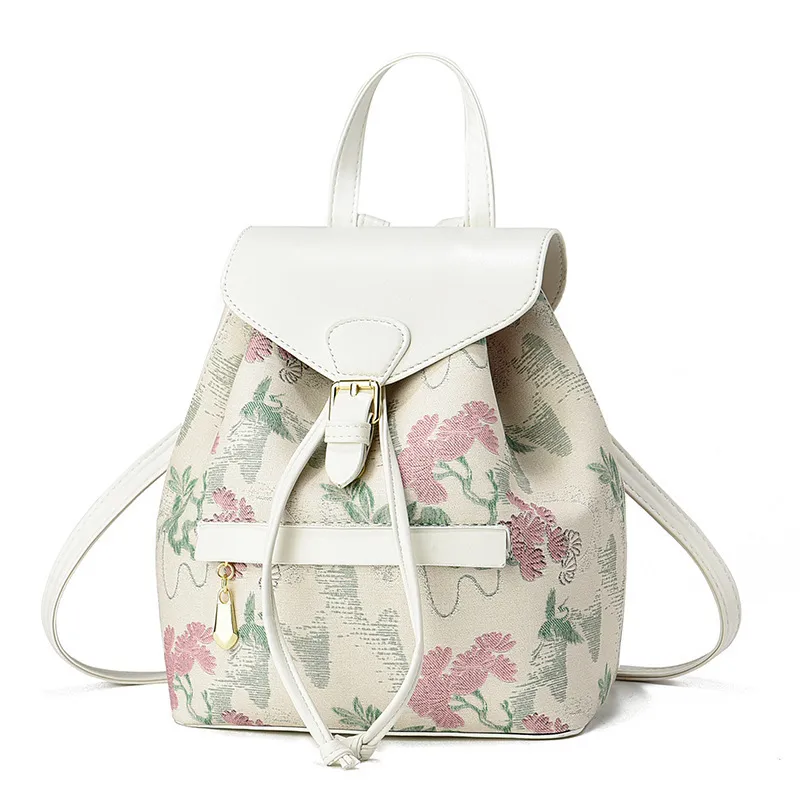 Women's Embroidery Backpack With Breathable Design, Made Of PU Material