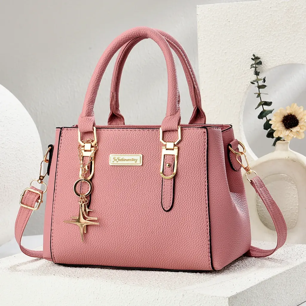 Women’s Square PU Tote Bag With Sewing Thread Detail, Single Shoulder Strap