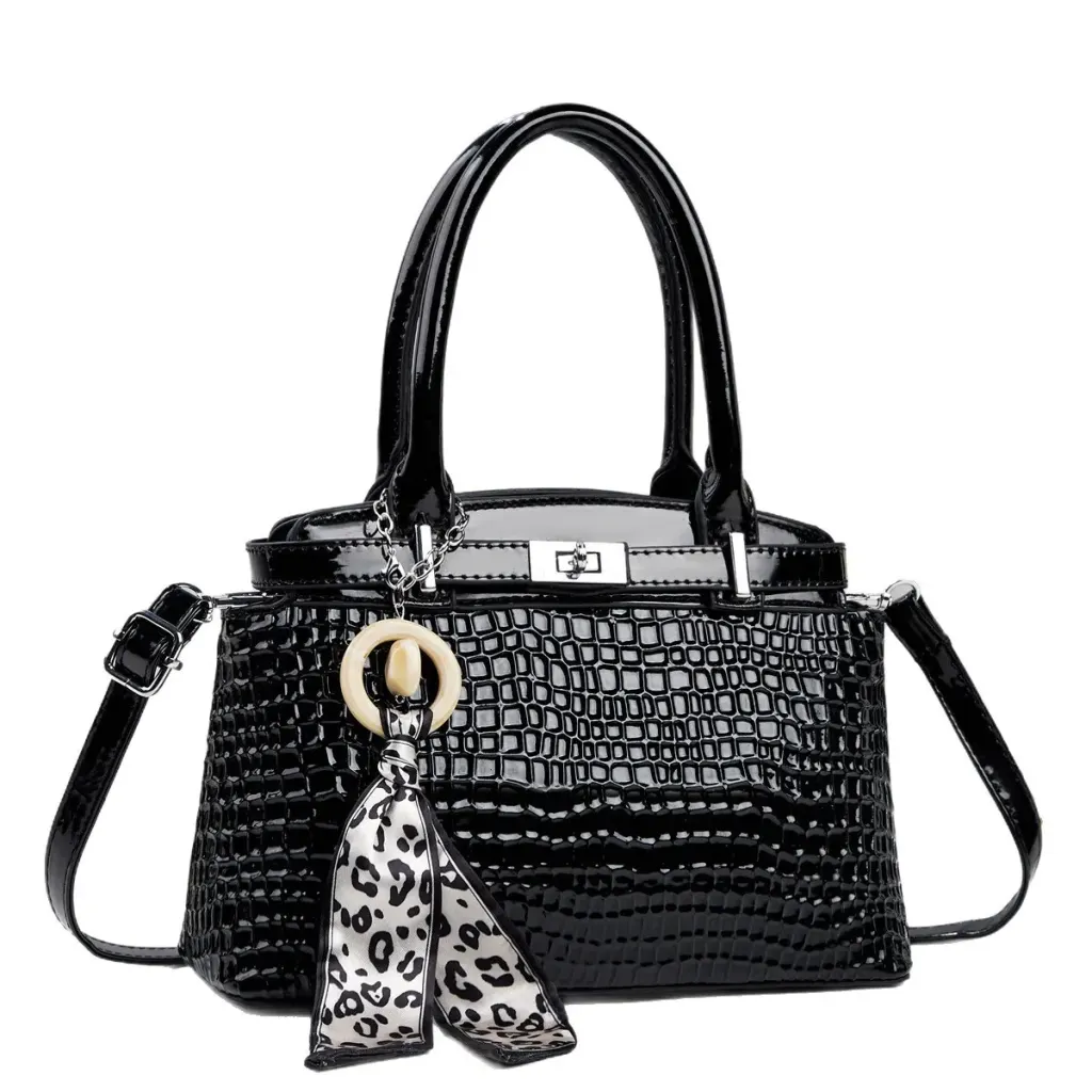 Crocodile Pattern Square PU Leather Handbag For Women With Top Handle