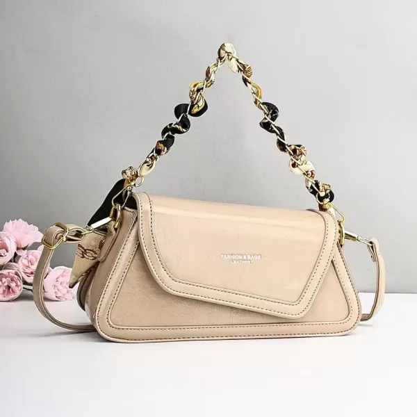 Square PU Leather Shoulder Bag For Women With Sewing Thread Detail, Single Shoulder Strap