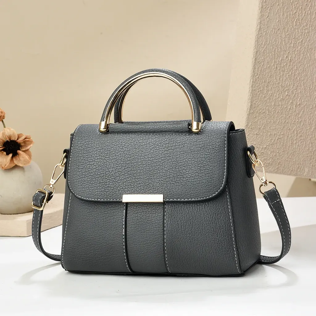Square PU Leather Crossbody Bag In Solid Color For Women With Sewing Thread Accent