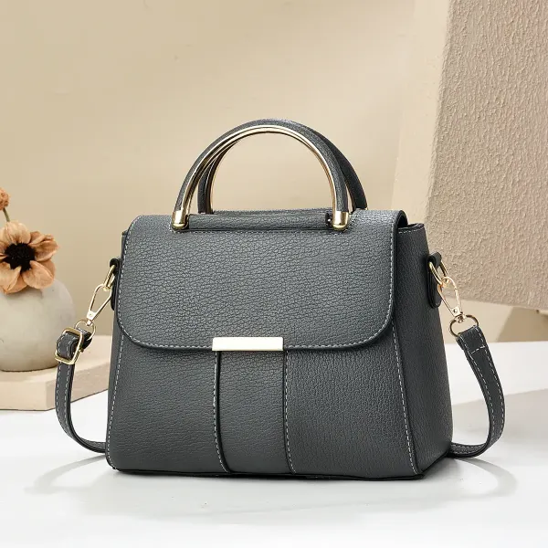 Square PU Leather Crossbody Bag In Solid Color For Women With Sewing Thread Accent