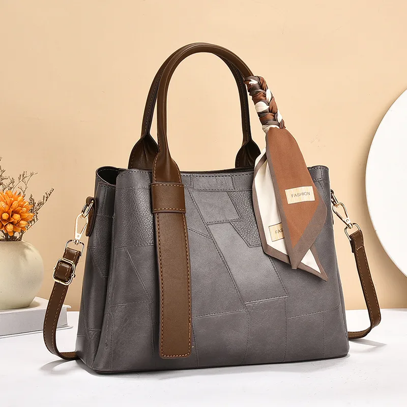 Multicolor Square PU Tote Bag For Women With Single Shoulder Strap