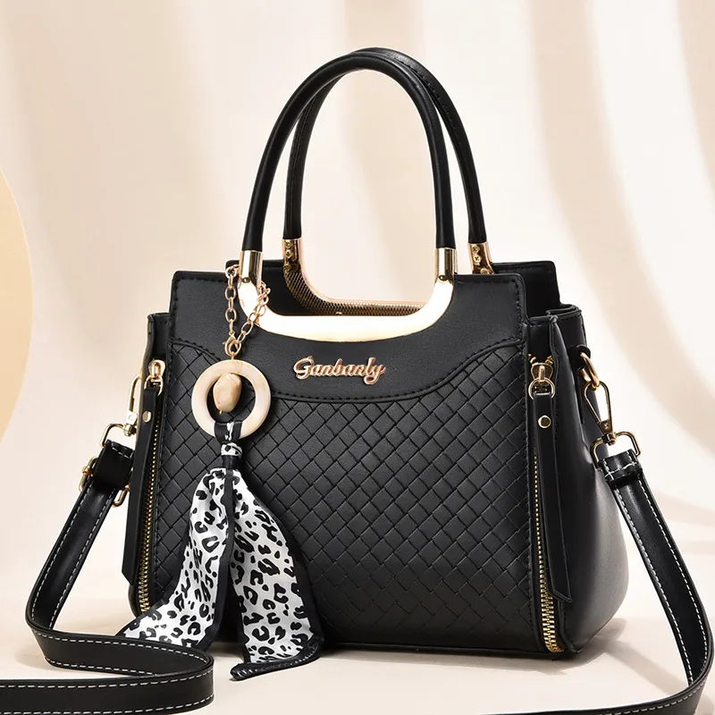Elegant Large Square PU Leather Tote Bag For Women With Zipper Closure Main image