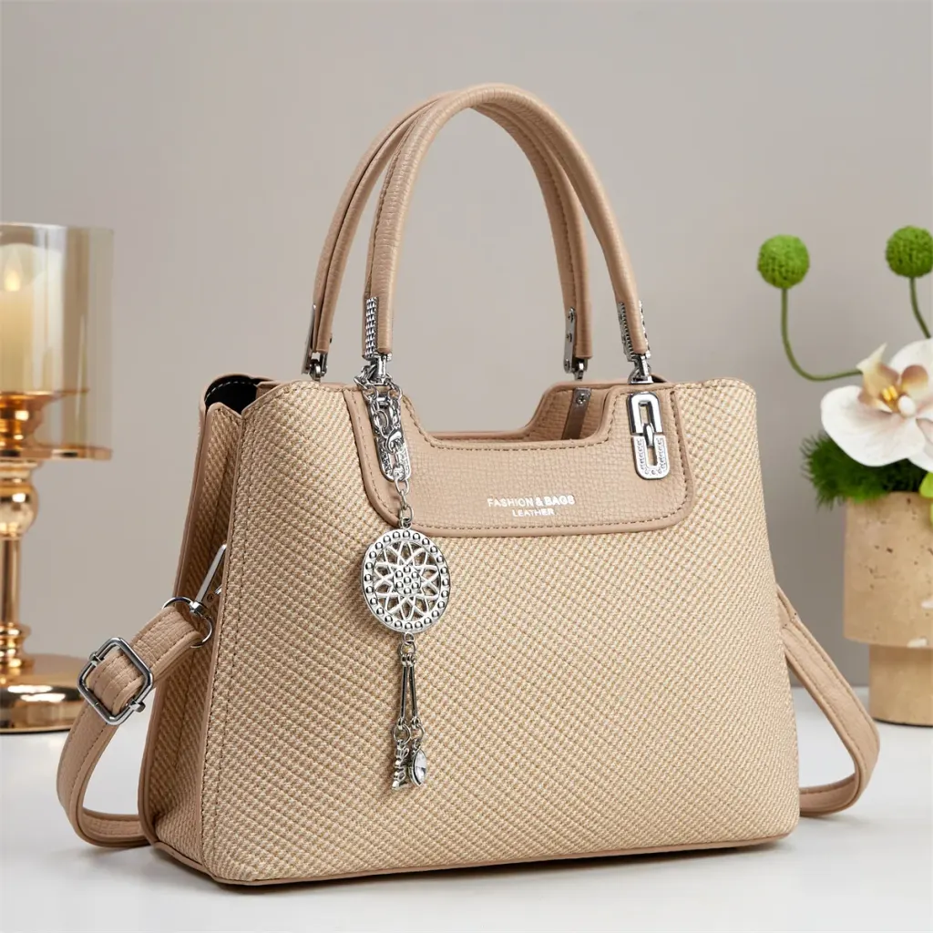 Square PU Leather Shoulder Bag For Women Featuring Sewing Thread Detail And Single Shoulder Strap
