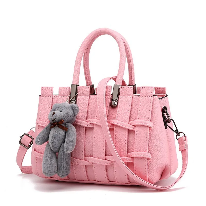 Women’s Square PU Leather Handbag With Braid Fashion Element, Featuring Top Handle Design