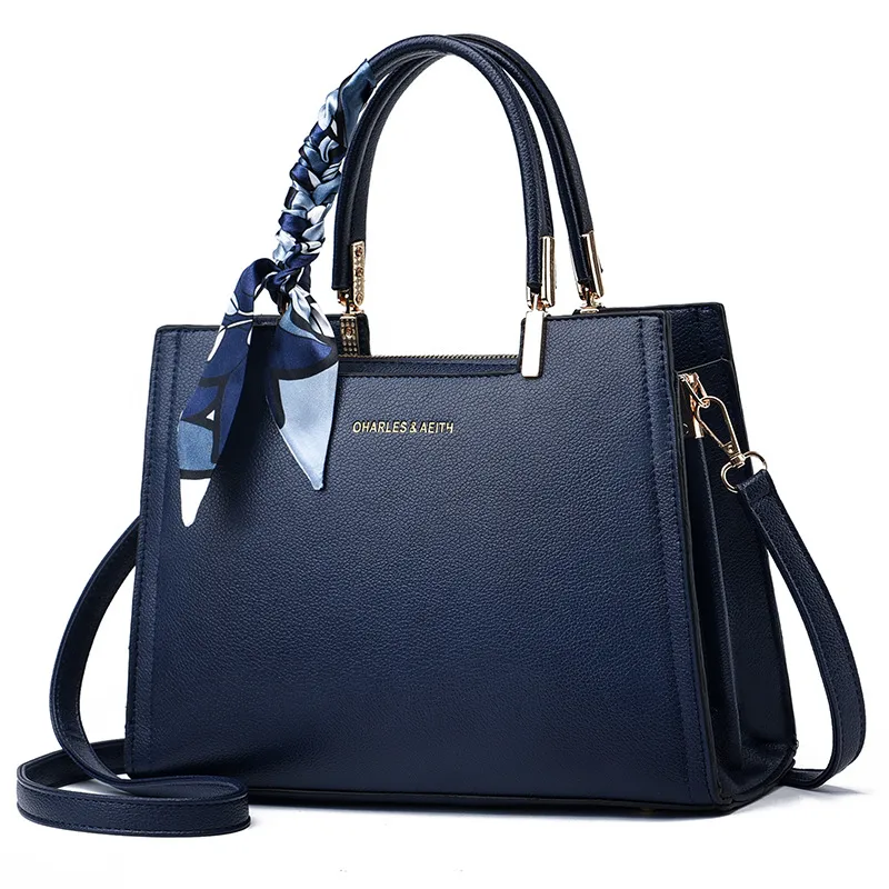 Large Solid Color Square PU Leather Tote Bag For Women With Zipper Closure In Basic Style