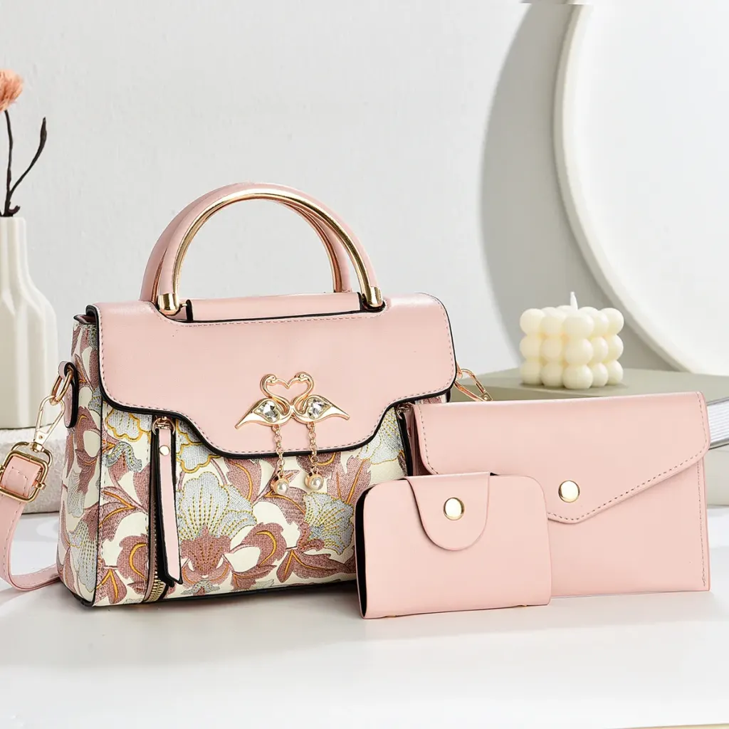 Women’s Color Block Square Handbag In PU Leather With Sewing Thread Detail
