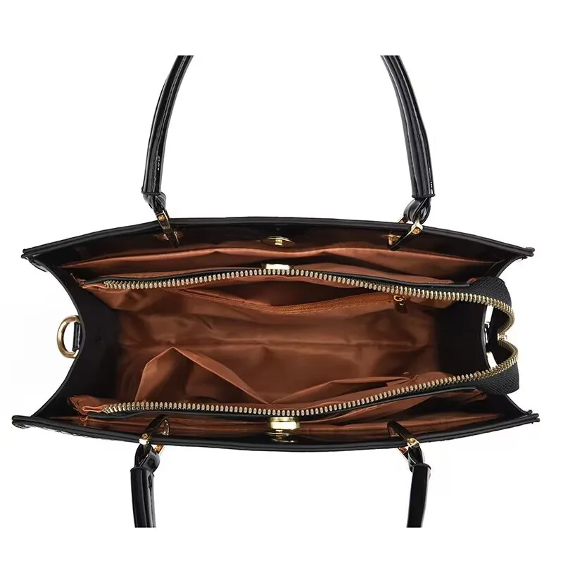 Elegant Large Solid Color PU Leather Women’s Handbag With Zipper Closure, Stylish Shoulder Bag