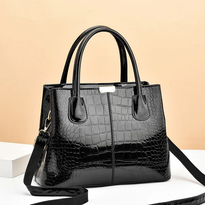 Elegant Large Solid Color PU Leather Crossbody Bag For Women With Zipper Closure, Top Handle Design