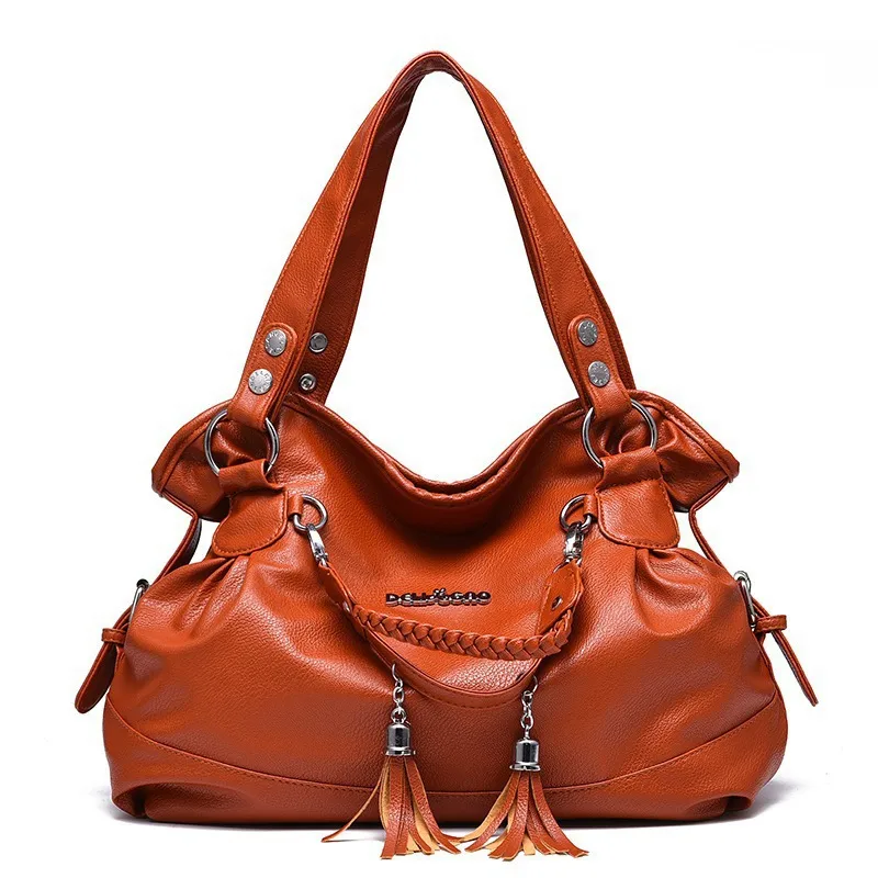 Women’s Square PU Leather Tote Bag With Tassel, Large Capacity, Featuring Single Shoulder Strap