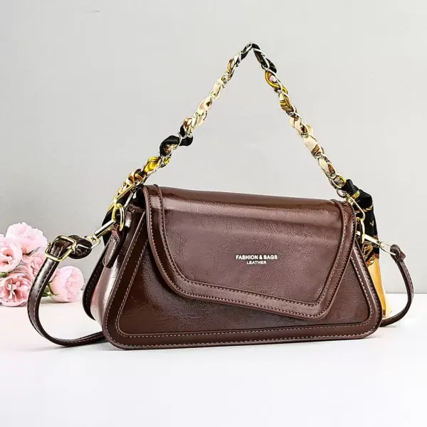 Square PU Leather Baguette Bag For Women With Sewing Thread Detail, Single Shoulder Strap