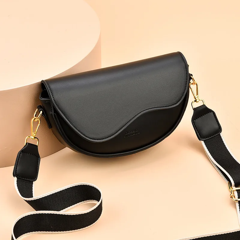 Elegant Small Solid Color PU Leather Women’s Shoulder Bag With Ribbon And Zipper Closure