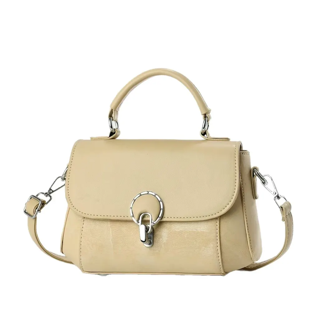 Women’s Square Splicing Shoulder Bag In PU Leather With Sewing Thread Detail And Single Shoulder Strap