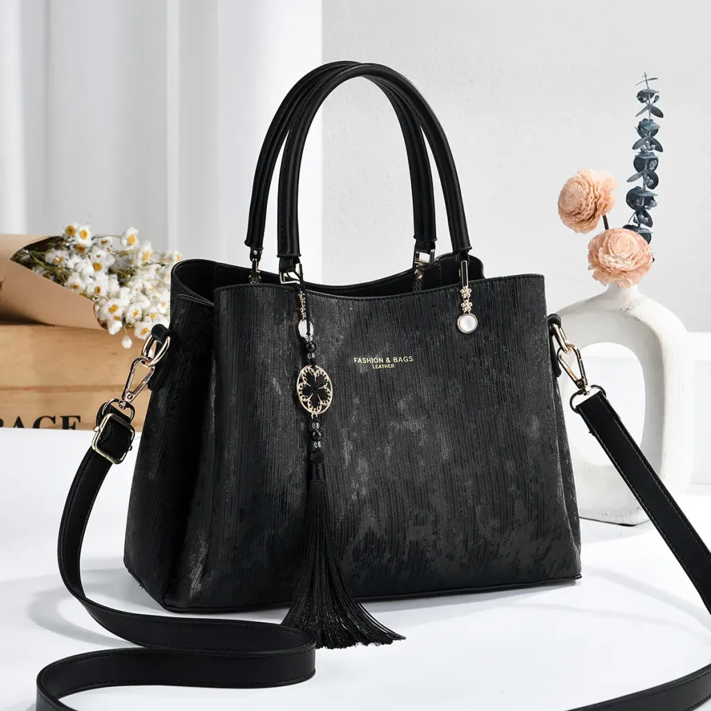 Solid Color Square PU Leather Tote Bag For Women Featuring Sewing Thread Design