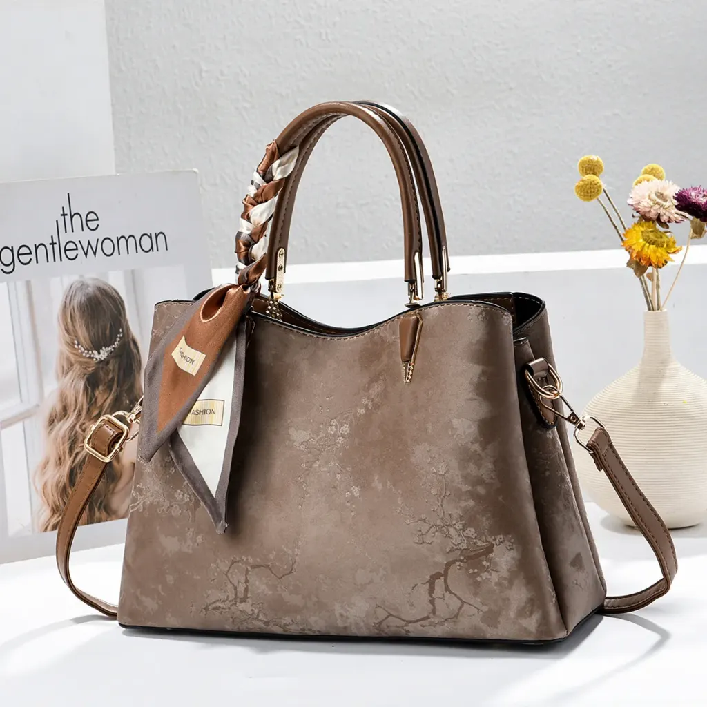 Ombre Square PU Leather Tote Bag For Women Featuring Sewing Thread Design