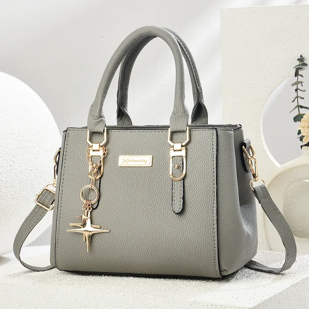 Women’s Square PU Tote Bag With Sewing Thread Detail, Single Shoulder Strap