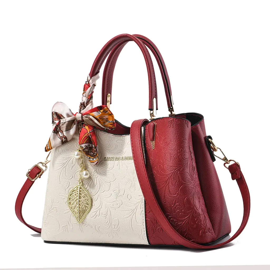 Women’s Square PU Leather Tote Bag With Sewing Thread Detail, Featuring Top Handle