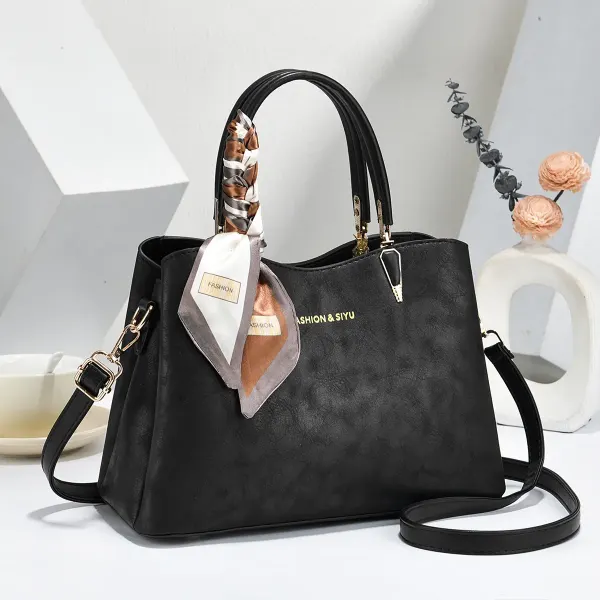 Women’s Square PU Leather Tote Bag With Sewing Thread Detail, Top Handle